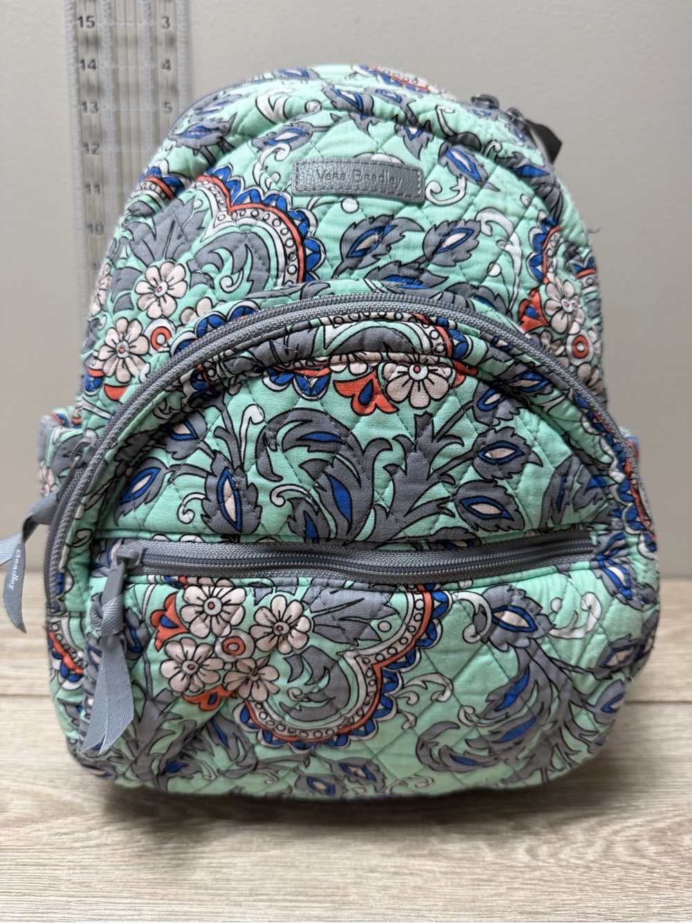 Vera Bradley Small Quilted Floral Mint Green Backpack. - Picture 3 of 10